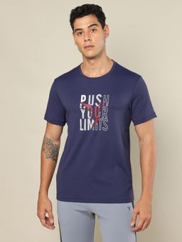 Technosport - Blue Men Printed Regular Fit Round Neck Sports T-shirt