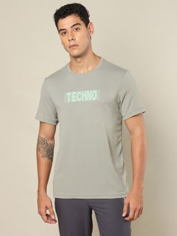 Technosport - Grey Men Printed Regular Fit Round Neck Sports T-shirt