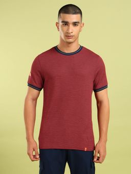 Technosport - Red Men Cubic Melange Slim Fit Round Neck Sports T-shirt