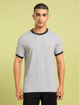 Technosport - Grey Men Cubic Melange Slim Fit Round Neck Sports T-shirt