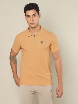 Technosport - Peach Men Self Design Regular Fit Polo Sports T-shirt
