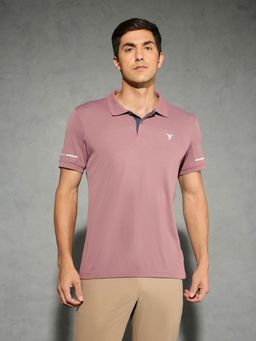 Technosport - Mauve Men Solid Slim Fit Polo Sports T-shirt