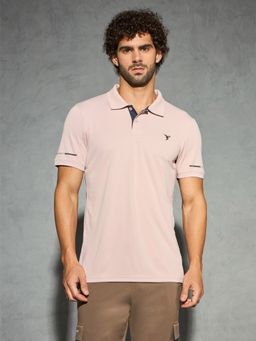 Technosport - Pink Men Solid Slim Fit Polo Sports T-shirt
