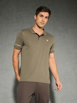 Technosport - Green Men Solid Slim Fit Polo Sports T-shirt