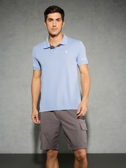Technosport - Blue Men Solid Slim Fit Polo Sports T-shirt
