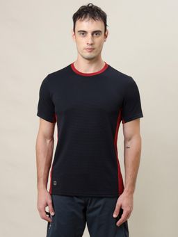 Technosport - Black Men Colorblock Slim Fit Round Neck Sports T-shirt