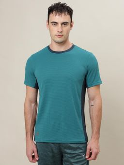 Technosport - Teal Men Colorblock Slim Fit Round Neck Sports T-shirt