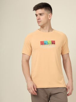 Technosport - Orange Men Graphic Printed Slim Fit Round Neck Sports T-shirt