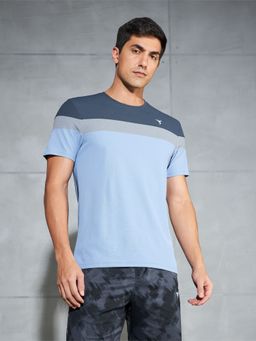 Technosport - Blue Men Colorblock Slim Fit Round Neck Sports T-shirt