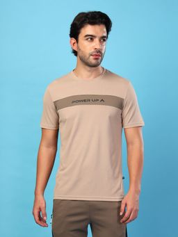 Technosport - Brown Men Colorblock Slim Fit Round Neck Sports T-shirt