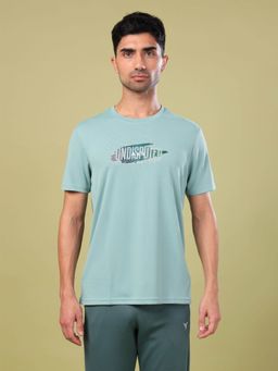 Technosport - Green Men Printed Slim Fit Round Neck Sports T-shirt