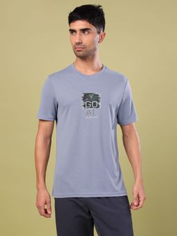 Technosport - Blue Men Printed Slim Fit Round Neck Sports T-shirt