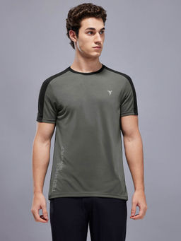 Technosport - Olive Men Solid Slim Fit Round Neck Sports T-shirt