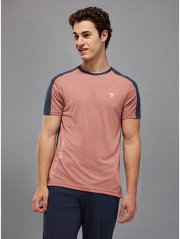 Technosport - Peach Men Solid Slim Fit Round Neck Sports T-shirt