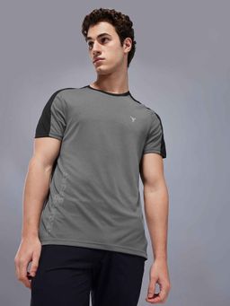 Technosport - Grey Men Solid Slim Fit Round Neck Sports T-shirt