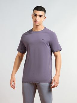 Technosport - Purple Men Solid Slim Fit Round Neck Sports T-shirt