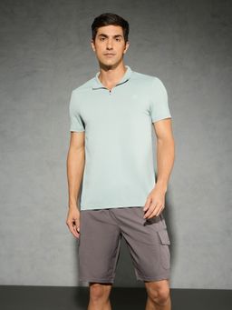 Technosport - Green Men Solid Slim Fit Mock Neck Sports T-shirt