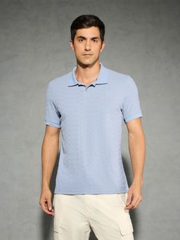 Technosport - Blue Men Jacquard Slim Fit Polo Sports T-shirt