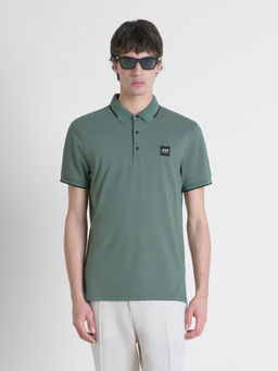 Antony Morato - Men Green Solid Regular Fit Stretchable Polo T-Shirt