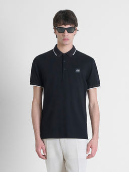 Antony Morato - Men Black Solid Regular Fit Stretchable Polo T-Shirt
