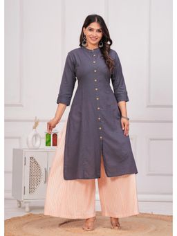 Meeranshi - Grey Solid A-Line Kurta