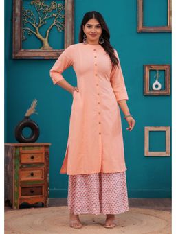 Meeranshi - Peach Solid A-Line Kurta