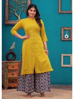 Meeranshi - Mustard Solid A-Line Kurta