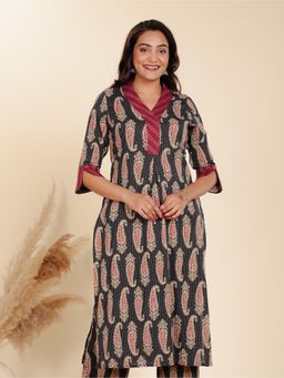 ARAMYA - Kantha Cotton Straight Paisley Print Kurta