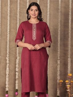 ARAMYA - Soft Cotton Straight Solid Kurta