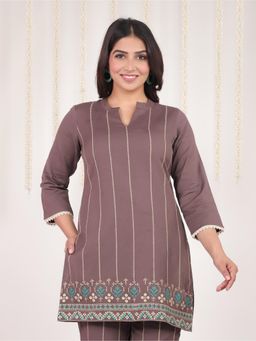 ARAMYA - Linen Cotton Straight Solid Kurti