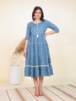 ARAMYA - Soft Cotton Anarkali Floral Print Kurta