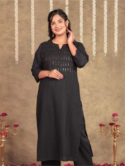 ARAMYA - Soft Cotton Straight Solid Kurta