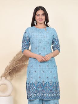 ARAMYA - Soft Cotton Straight Floral Print Kurta
