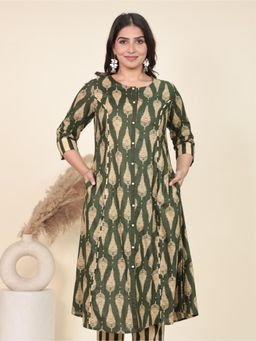 ARAMYA - Soft Cotton A-Line Floral Print Kurta
