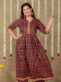ARAMYA - Soft Cotton A-Line Floral Print Kurta