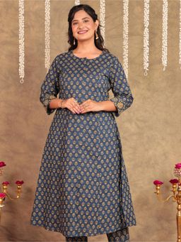 ARAMYA - Soft Cotton A-Line Floral Print Kurta