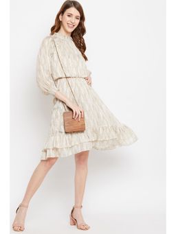 Madame - Women Fit and Flare Beige Dress