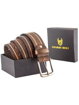 Crabby Hunt - Brown Genuine Leather Belt for Men