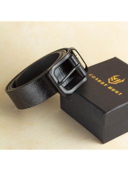 Crabby Hunt - Black Leather Belt for Men