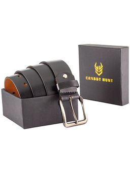 Crabby Hunt - Classic Black Leather Belt for Men