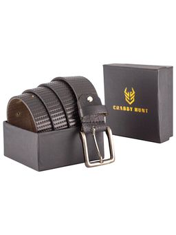 Crabby Hunt - Textured Black Leather Belt for Men
