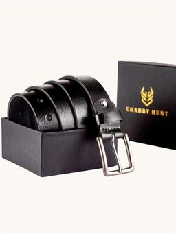 Crabby Hunt - Black Leather Belt for Men
