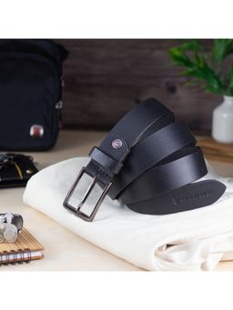 Crabby Hunt - Black Leather Belt for Men