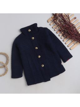 Yellow Apple - Navy Blue Cozy & Warm Kids Full Sleeve Cardigan