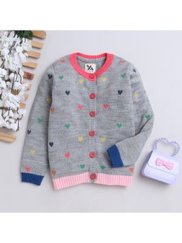 Yellow Apple - Grey Cozy & Warm Kids Full Sleeve Cardigan
