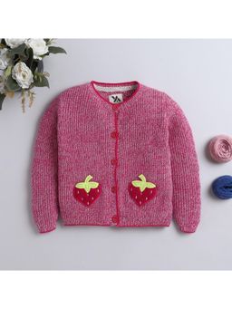 Yellow Apple - Pink Cozy & Warm Kids Full Sleeve Cardigan