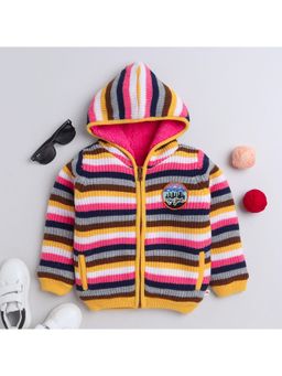 Yellow Apple - Multi-Color Cozy & Warm Kids Full Sleeve Reversible Cardigan