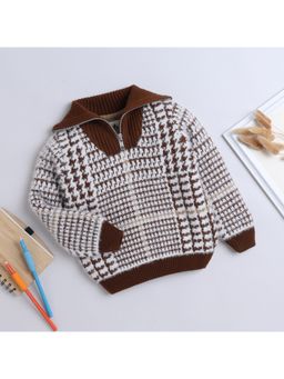 Yellow Apple - Brown Cozy and Warm Kids Full Sleeve Sweater