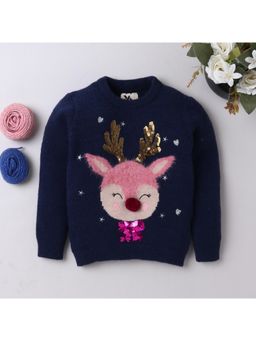 Yellow Apple - Navy Blue Cozy and Warm Kids Full Sleeve Sweater