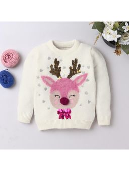 Yellow Apple - White Cozy and Warm Kids Full Sleeve Sweater